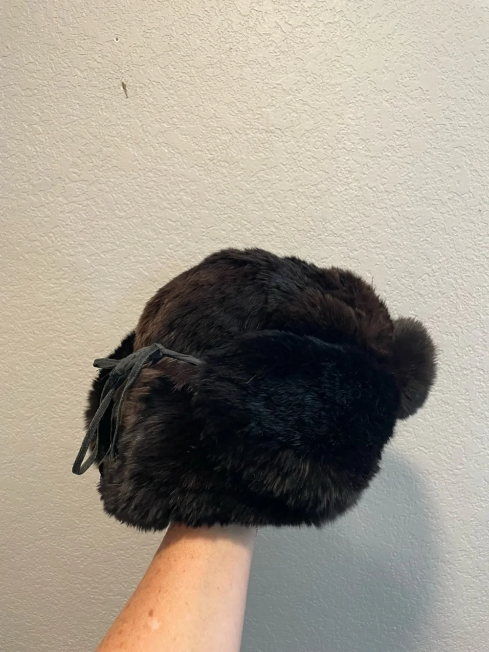 Vintage Real Fur Russian Style Hat Dark Brown Trapper Ushanka Winter Fur Hat